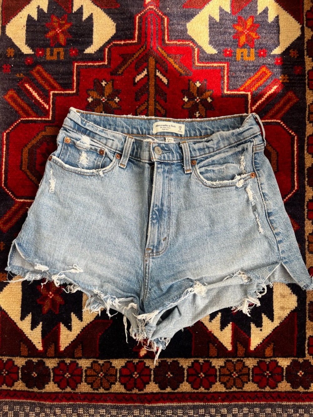 Abercrombie & Fitch Light Blue Distressed Denim Cutoff Shorts